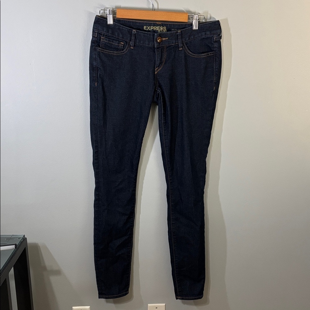 Express jeans denim women’s sz 6 dark blue Zelda ultra skinny low rise low-rise